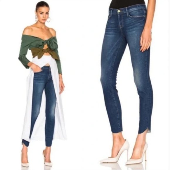 FRAME Le Skinny de Jeanne Tulip Hem Jeans Size: 27 - Picture 2 of 12